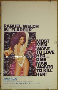 d054 FLAREUP window card movie poster '70 sexy Raquel Welch!