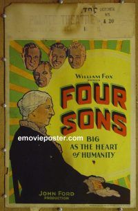 d006 4 SONS window card movie poster '28 early John Ford!