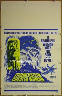 d056 FRANKENSTEIN CREATED WOMAN window card movie poster '67 Hammer horror!