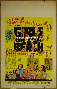 d060 GIRLS ON THE BEACH window card movie poster '65 The Beach Boys