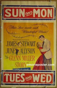 d061 GLENN MILLER STORY window card movie poster '54 James Stewart