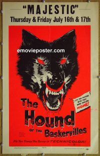 d073 HOUND OF THE BASKERVILLES window card movie poster '59 Sherlock Holmes