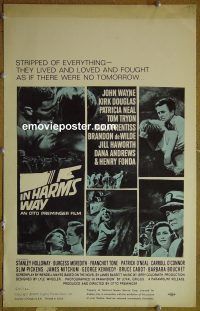 d081 IN HARM'S WAY window card movie poster '65 John Wayne, Saul Bass