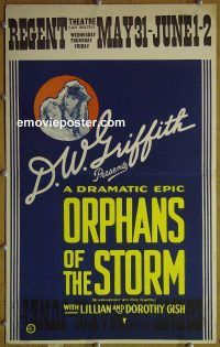 d120 ORPHANS OF THE STORM window card movie poster '21 DW Griffith