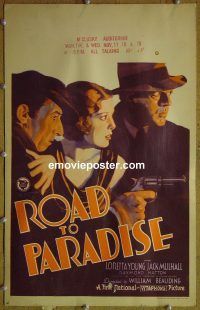 d140 ROAD TO PARADISE window card movie poster '30 young Loretta Young!