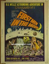 e361 FIRST MEN IN THE MOON 30x40 movie poster '64 Ray Harryhausen