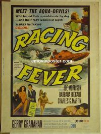 e368 RACING FEVER 30x40 movie poster '64 aqua devils, speed-boats!