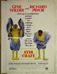 e374 STIR CRAZY 30x40 movie poster '80 Gene Wilder, Richard Pryor