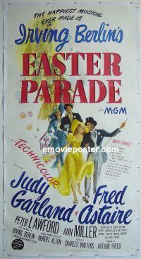 e016 EASTER PARADE linen three-sheet movie poster '48 Judy Garland, Astaire