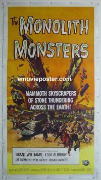 e023 MONOLITH MONSTERS linen three-sheet movie poster '57 Reynold Brown art!