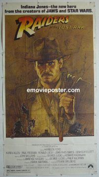 e379 RAIDERS OF THE LOST ARK three-sheet movie poster '81 Harrison Ford