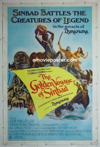 e466 GOLDEN VOYAGE OF SINBAD 40x60 movie poster '73 Ray Harryhausen