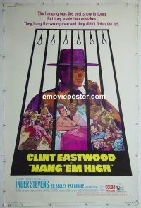 e470 HANG 'EM HIGH 40x60 movie poster '68 Clint Eastwood, Kossin art!