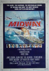 e481 MIDWAY 40x60 movie poster '76 Charlton Heston, Henry Fonda