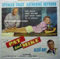 e007 PAT & MIKE linen six-sheet movie poster '52 best Hepburn/Tracy image!
