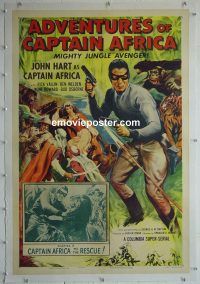 e116 ADVENTURES OF CAPTAIN AFRICA linen Chap 2 one-sheet movie poster '55