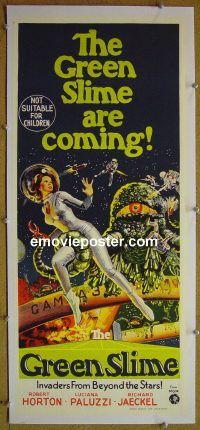 e058 GREEN SLIME linen Australian daybill movie poster '69 cheesy sci-fi!