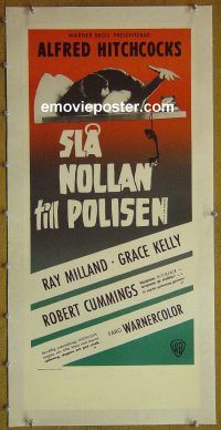 e082 DIAL M FOR MURDER linen Swedish insert movie poster '54 Hitchcock