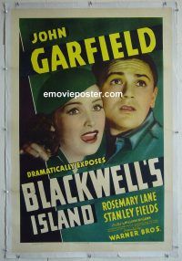 e123 BLACKWELL'S ISLAND linen one-sheet movie poster '39 John Garfield