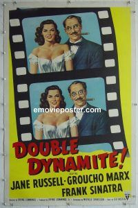 e133 DOUBLE DYNAMITE linen one-sheet movie poster '52 Groucho Marx, Russell