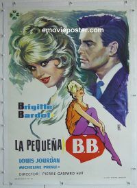 e107 BRIDE IS MUCH TOO BEAUTIFUL linen Spanish movie poster '56 Bardot