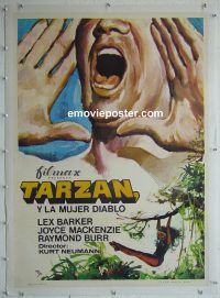 e109 TARZAN & THE SHE-DEVIL linen Spanish movie poster R72 Lex Barker