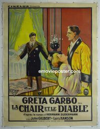 e037 FLESH & THE DEVIL linen French one-panel movie poster R30s Greta Garbo