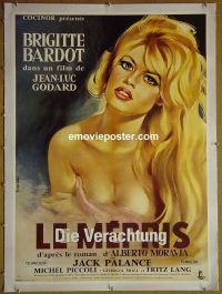 e093 CONTEMPT linen German movie poster R80s very sexy Brigitte Bardot!