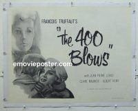 e003 400 BLOWS linen half-sheet movie poster '59 Francois Truffaut, Leaud