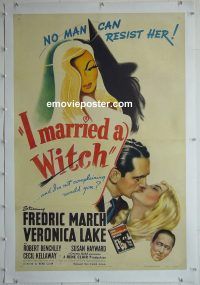 e148 I MARRIED A WITCH linen one-sheet movie poster '42 March, Veronica Lake