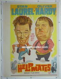 e101 HELPMATES linen Indian movie poster R60s Laurel & Hardy!