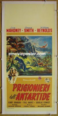e084 LAND UNKNOWN linen Italian locandina movie poster '57 dinosaurs!