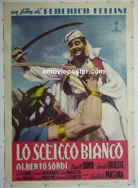 e047 WHITE SHEIK linen Italian one-panel movie poster R50s Federico Fellini