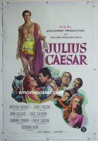 e152 JULIUS CAESAR linen one-sheet movie poster '53 Marlon Brando, Mason
