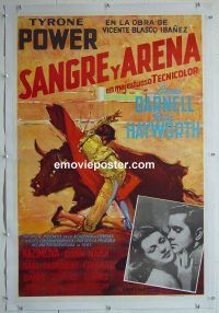e106 BLOOD & SAND linen Colombian movie poster '41 Power, Hayworth