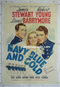 e163 NAVY BLUE & GOLD linen one-sheet movie poster R41 Jimmy Stewart, Young