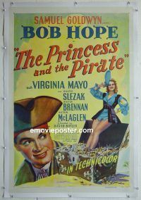 e167 PRINCESS & THE PIRATE linen one-sheet movie poster '44 Bob Hope, Mayo