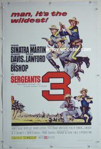 e175 SERGEANTS 3 linen one-sheet movie poster '62 Frank Sinatra, Dean Martin