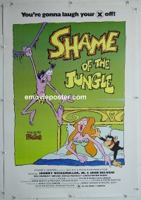 e176 SHAME OF THE JUNGLE linen one-sheet movie poster '75 X-rated Tarzan!
