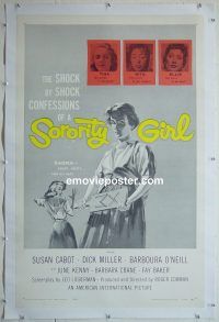 e177 SORORITY GIRL linen one-sheet movie poster '57 shocking bad girl!
