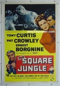 e178 SQUARE JUNGLE linen one-sheet movie poster '56 Tony Curtis, boxing!