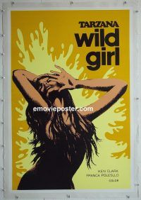 e182 TARZANA THE WILD GIRL linen Canadian one-sheet movie poster '72 jungle sex!