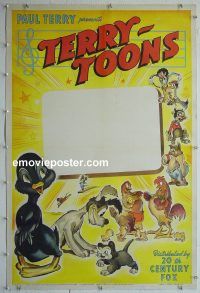 e183 TERRY-TOONS linen one-sheet movie poster '40 Terrytoons!