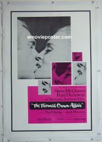e186 THOMAS CROWN AFFAIR linen one-sheet movie poster '68 Steve McQueen