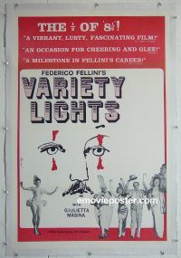 e190 VARIETY LIGHTS linen one-sheet movie poster R60s Federico Fellini