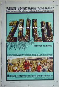 e196 ZULU linen one-sheet movie poster '64 Stanley Baker, Michael Caine