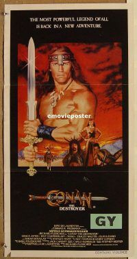 f040 CONAN THE DESTROYER Australian daybill movie poster '84 Schwarzenegger