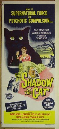 f055 SHADOW OF THE CAT Australian daybill movie poster '61 Barbara Shelley