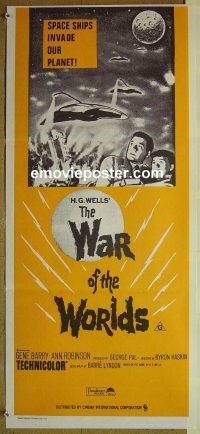 f062 WAR OF THE WORLDS Australian daybill movie poster R70s Gene Barry