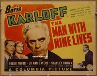 f029 MAN WITH NINE LIVES title lobby card '40 Boris Karloff